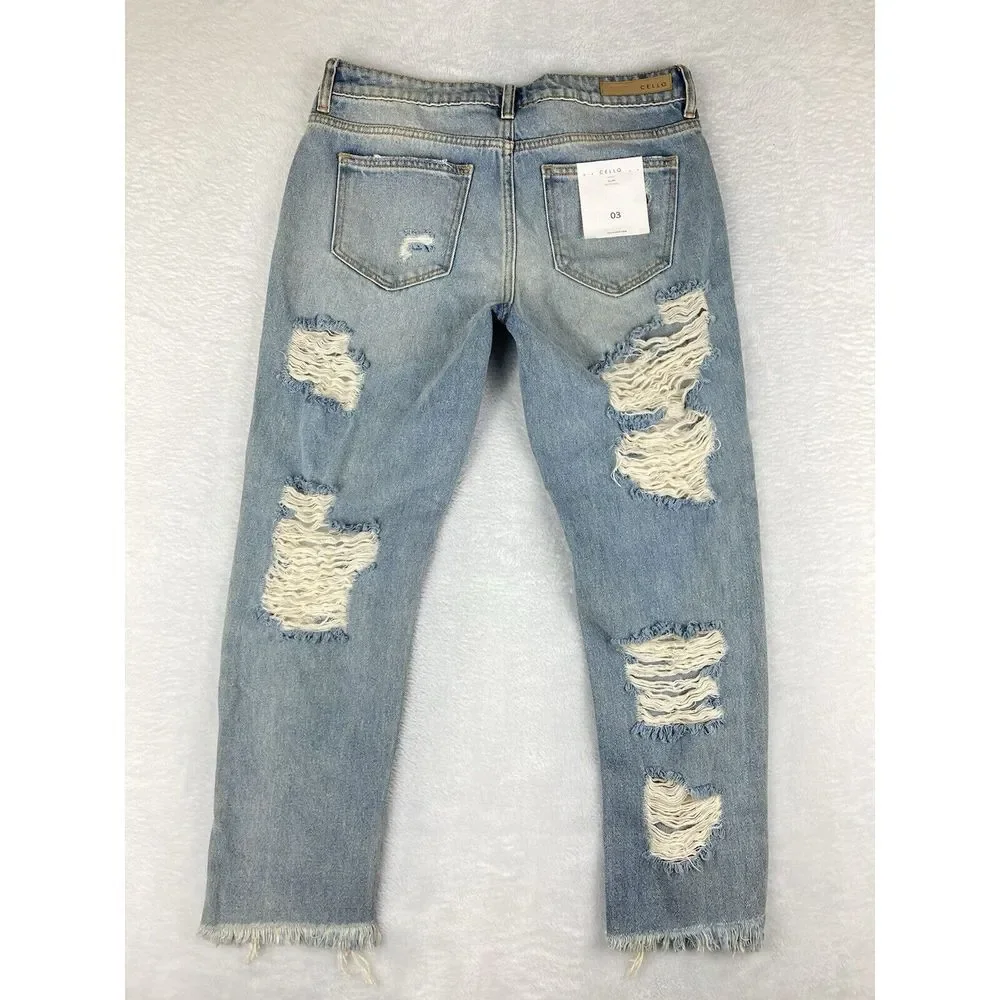 Cello Womens Jeans Blue Size‎ 3 Slim Ripped Mid Rise Size 3 NWT - Picture 10 of 15